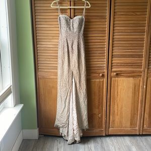 Neutral sparkle prom dress